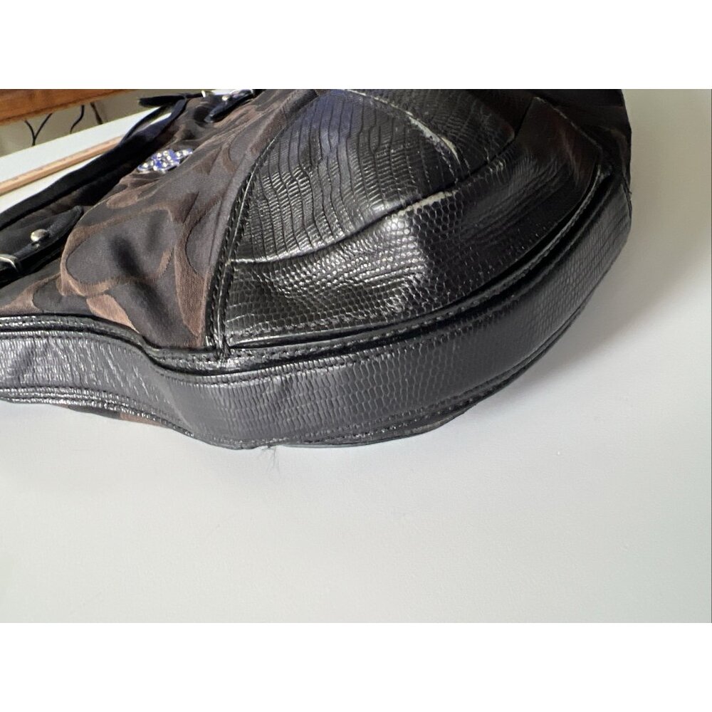 Vintage COACH #16408 Collette Signature Brown & Black Leather Cloth Bag - Picture 16 of 16